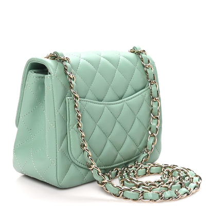 Chanel Lambskin Quilted Mini Square Flap Light Green 3 of 10