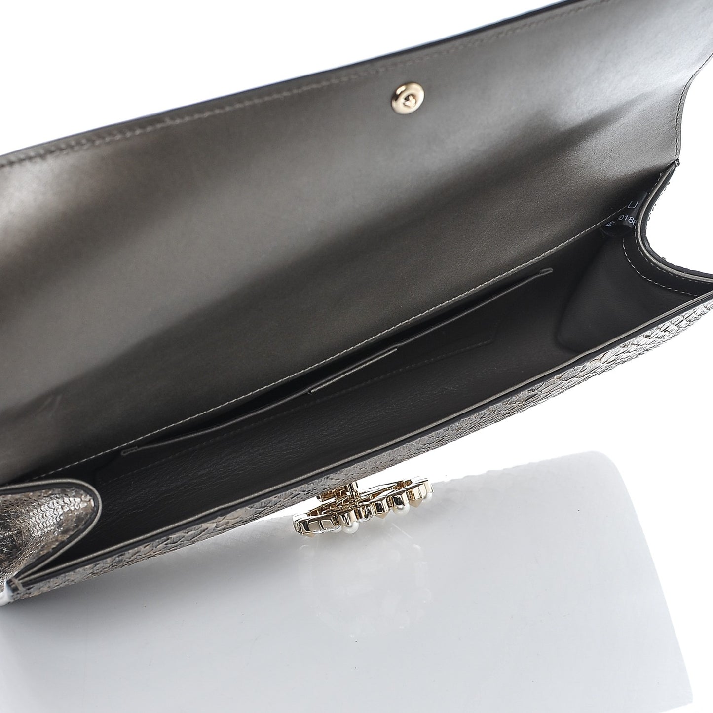 Metallic Python Crystal Pearl Broadway Clutch