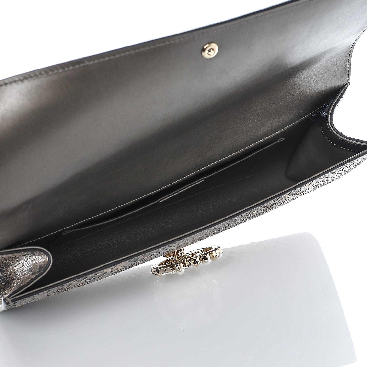 Gucci Metallic Python Crystal Pearl Broadway Clutch 5 of 6