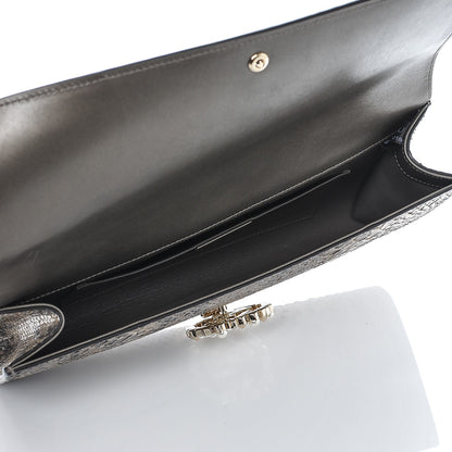 Gucci Metallic Python Crystal Pearl Broadway Clutch 5 of 6