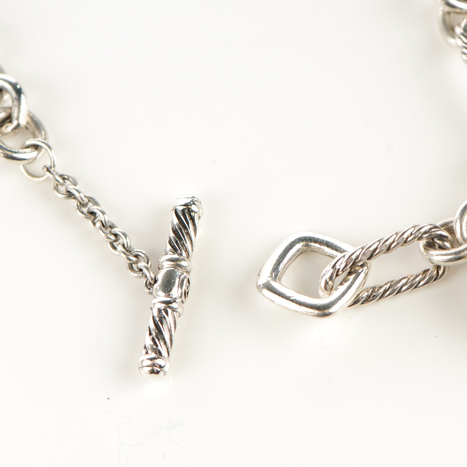 David Yurman Sterling Silver 18K Yellow Gold Cable Heart Figaro Necklace 3 of 6