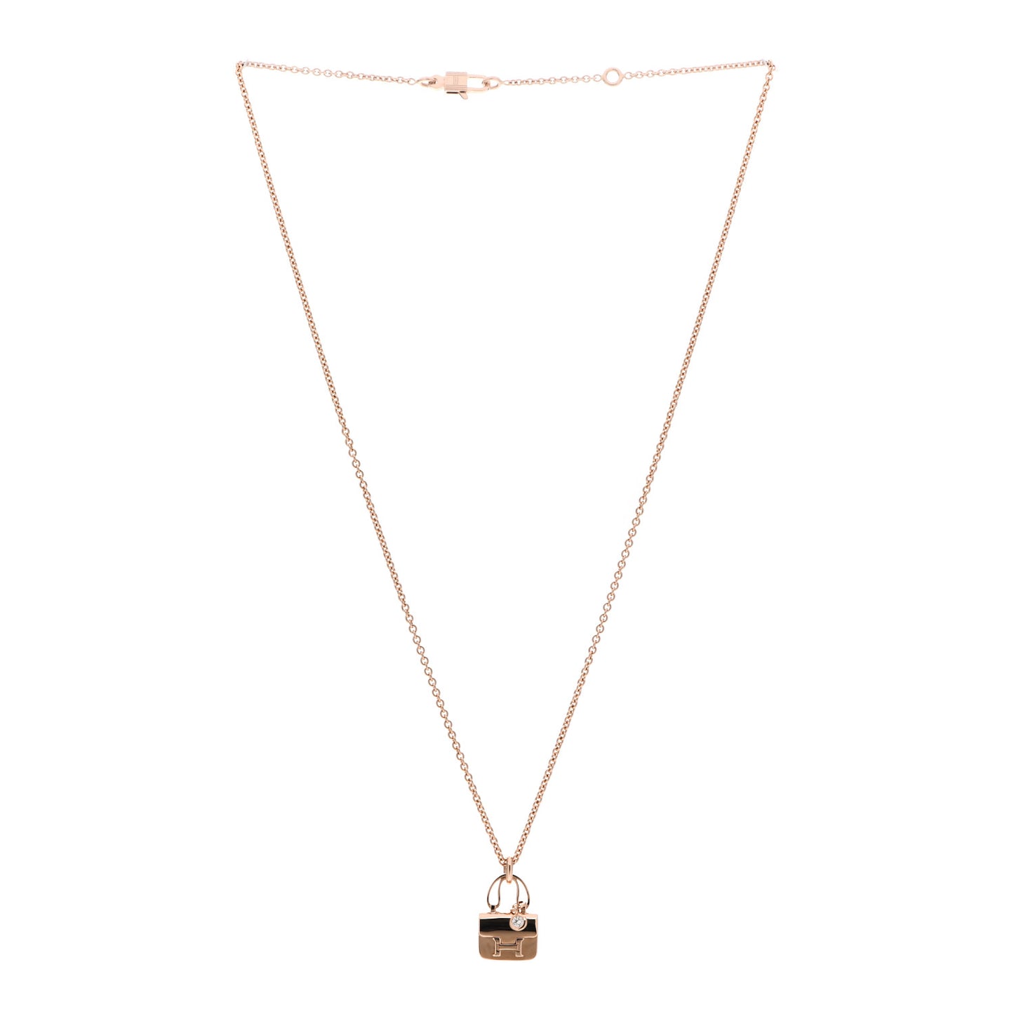 18K Rose Gold Diamond Constance Amulettes Charm Pendant Necklace