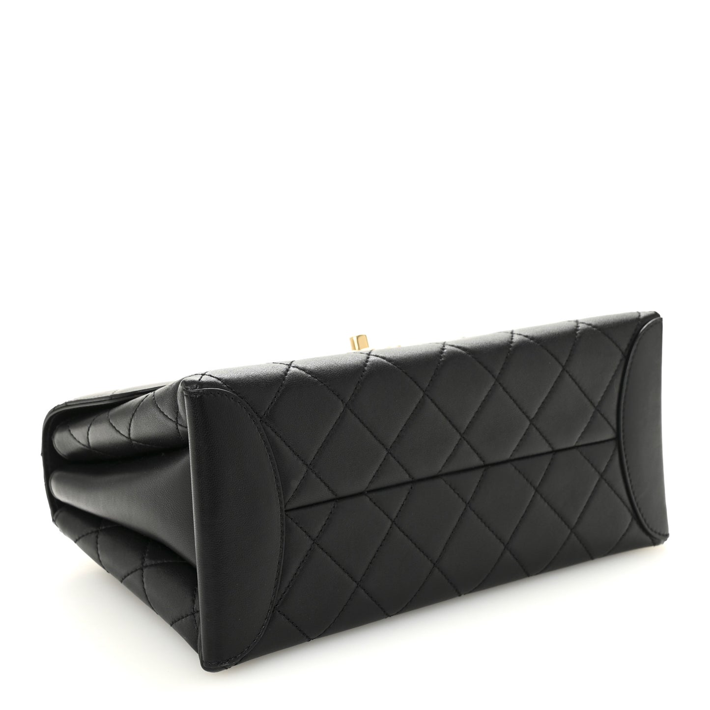 Lambskin Quilted Large Trendy Spirit Top Handle Bag Black