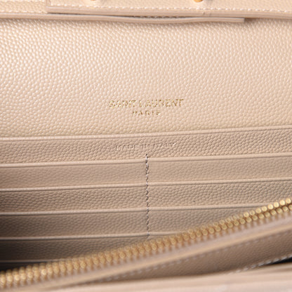 Saint Laurent Grain De Poudre Matelasse Chevron Monogram Chain Wallet Nude Powder 5 of 7