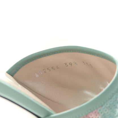 Gucci Sequin Satin Calfskin Matelasse GG Marmont Flat Slide Sandals 39.5 Grigio Argento Verde Chiaro Rosa Giallo Light Water Green 8 of 8