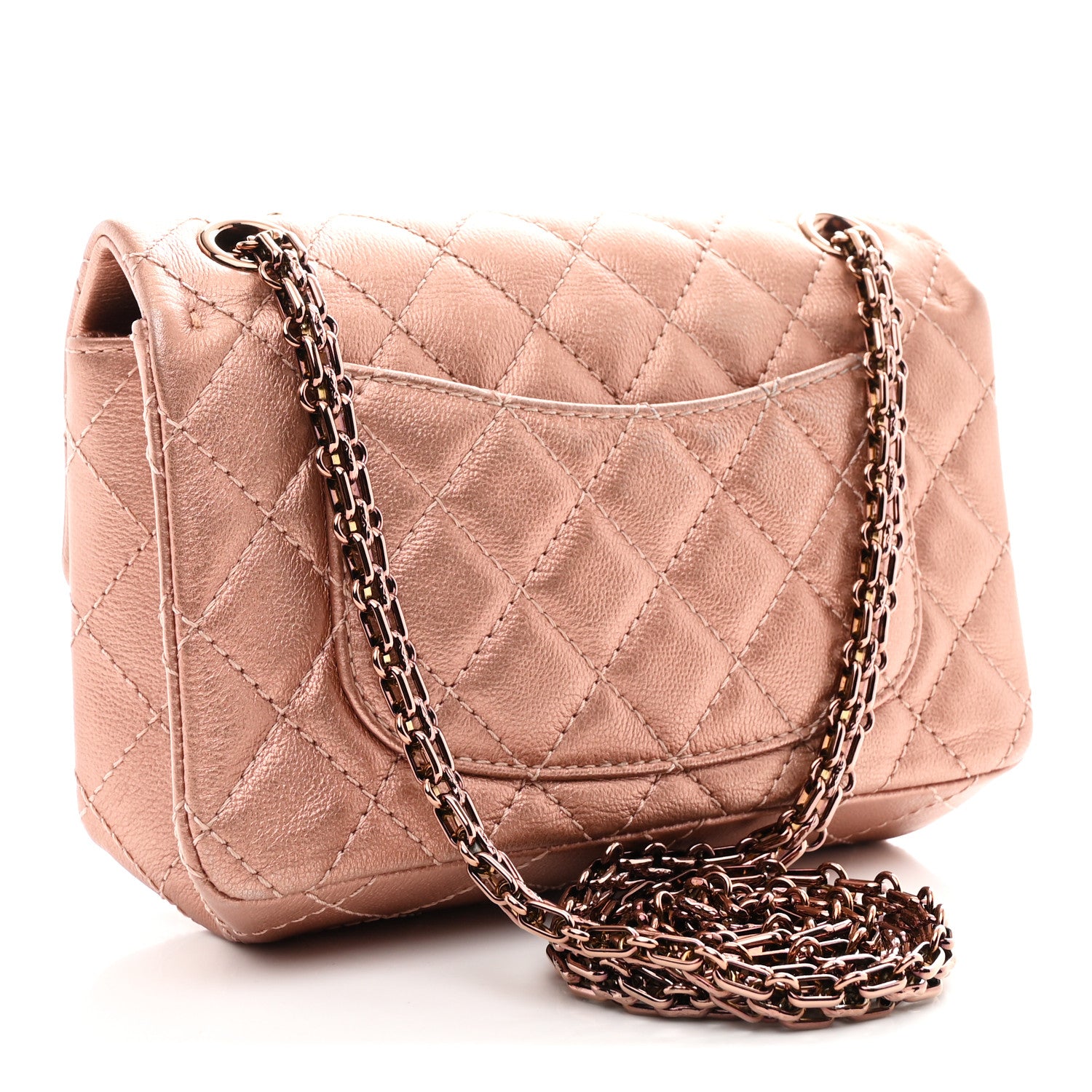 Chanel Metallic Grained Calfskin Quilted 2.55 Reissue Mini Flap Copper Pink 3 of 10
