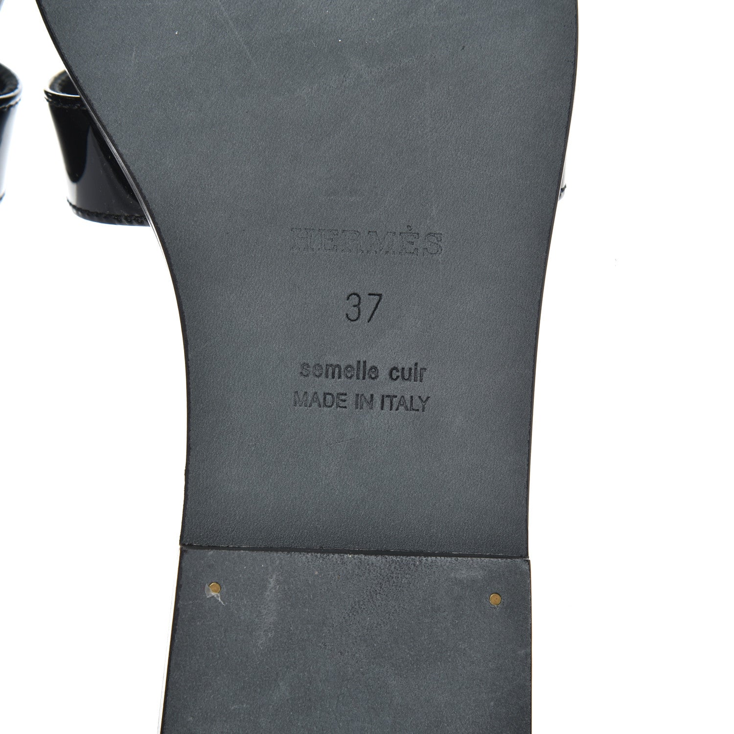 Hermes Patent Oran Sandals 37 Black 7 of 13