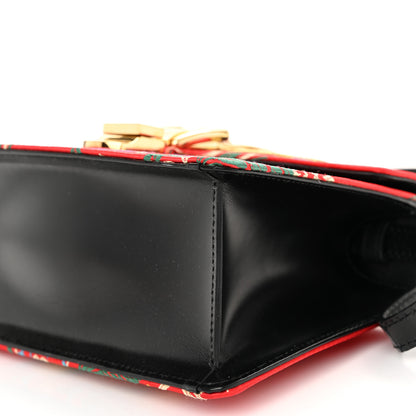 Gucci Jacquard Floral Mini Sylvie Top Handle Bag Red Multicolor Black 10 of 11