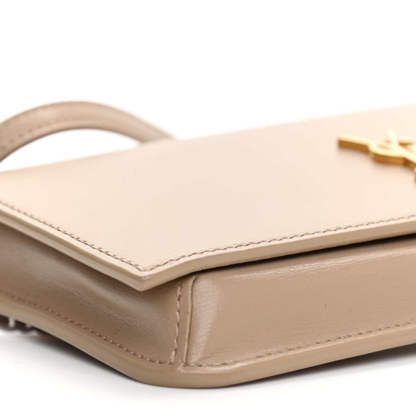 Smooth Calfskin Monogram Phone Holder Crossbody Dark Beige