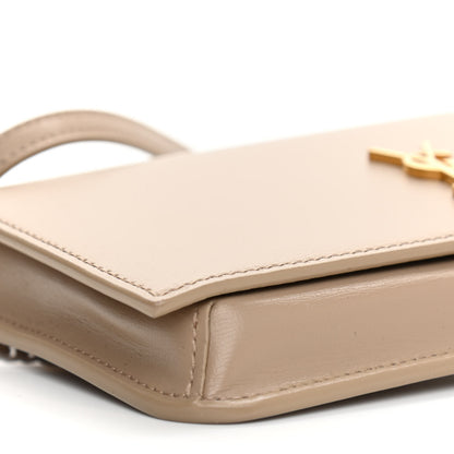 Saint Laurent Smooth Calfskin Monogram Phone Holder Crossbody Dark Beige 8 of 10