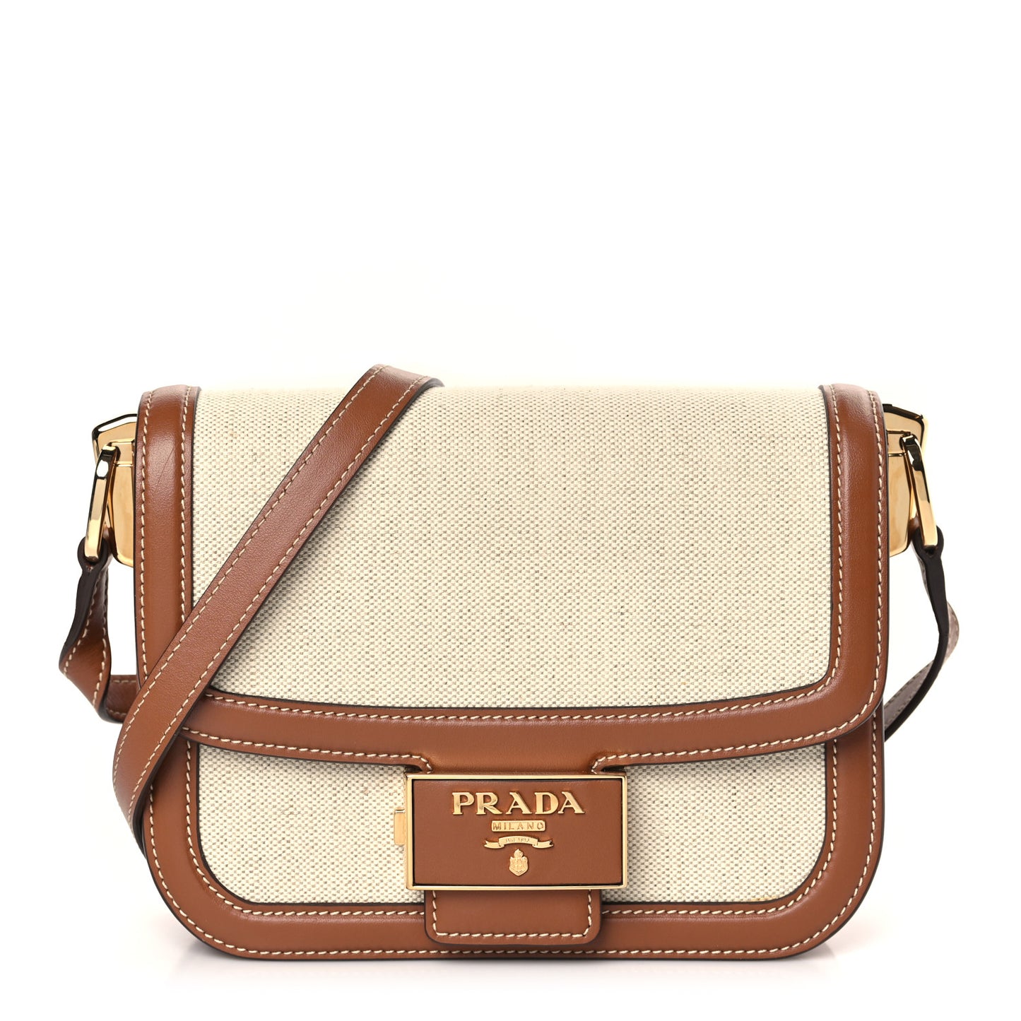 Mistolino Vitello Embleme Flap Shoulder Bag Naturale Cognac