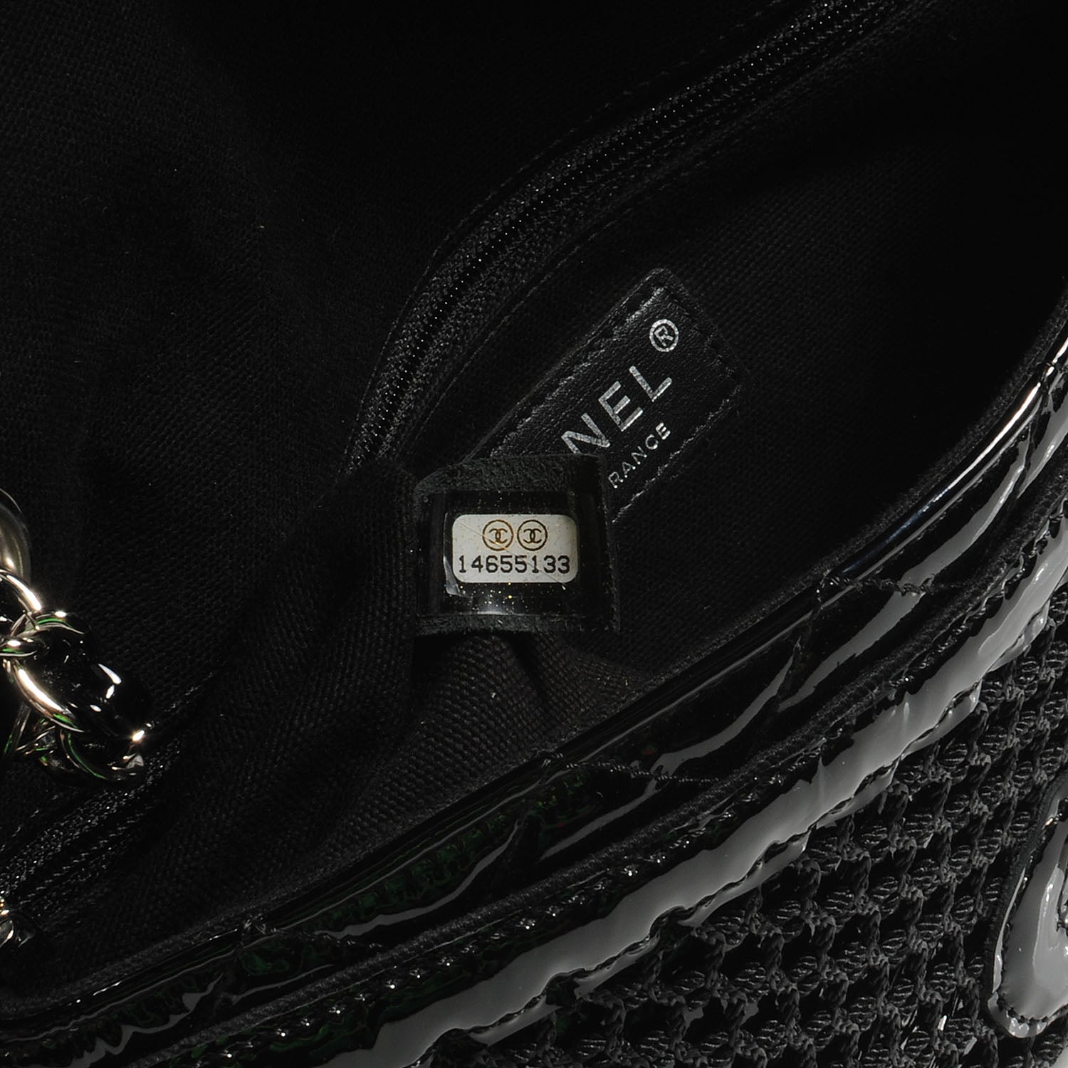 Chanel Patent Net Large La Madrague Tote Black 9 of 9