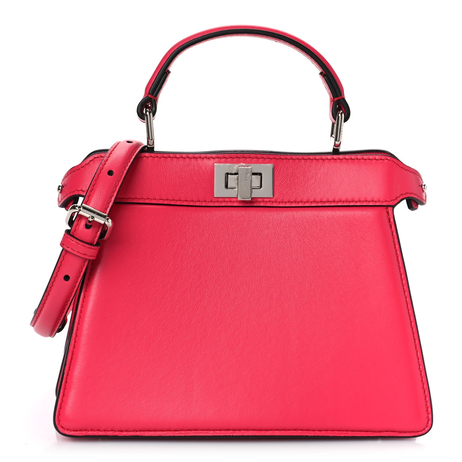 Fendi Shiny Nappa Petite Peekaboo I SEE U Satchel Lampone 1 of 10