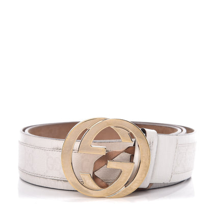Gucci GG Plus Monogram Calfskin Interlocking G 40mm Belt 95 38 White 1 of 16
