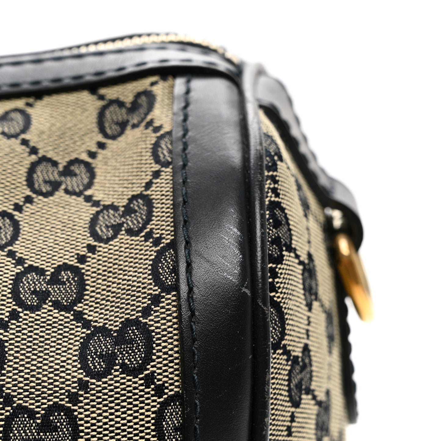 Monogram Selleria Calfskin Vintage Web Medium Boston Beige Blue