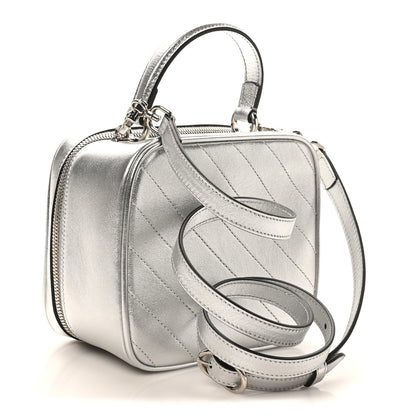 Gucci Metallic Sakai Be Green Calfskin Diagonal Stitched Blondie Top Handle Bag Silver 3 of 10