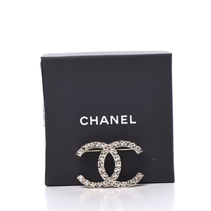 Chanel Crystal Large CC Brooch Gold 4 of 4
