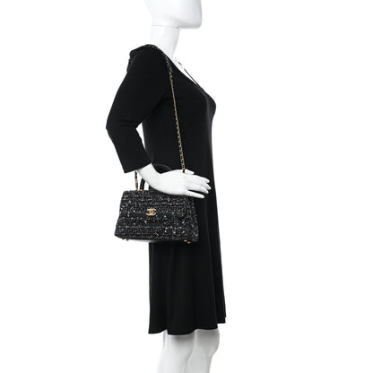 Chanel Tweed Sequin Mini Coco Handle Flap Black 2 of 10