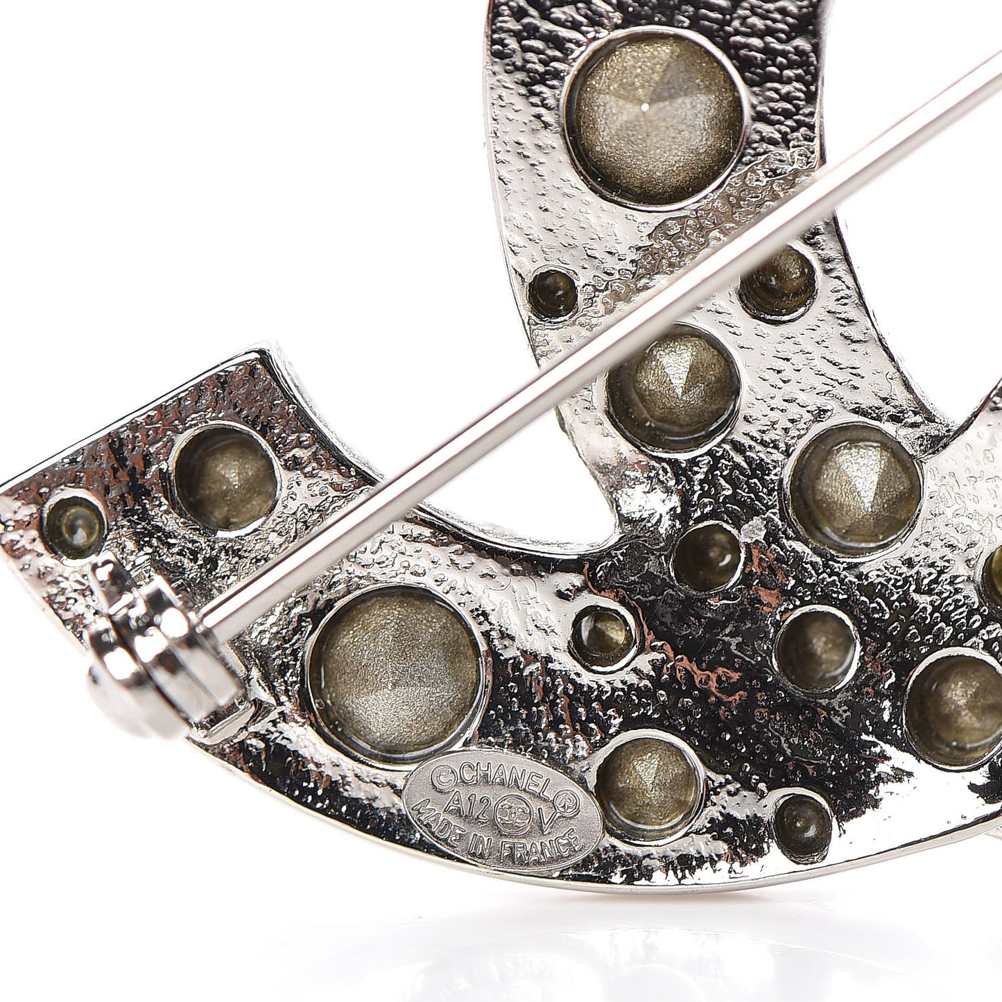 Crystal Large CC Brooch Silver