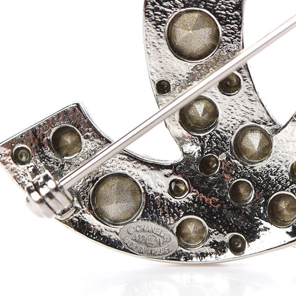 Chanel Crystal Large CC Brooch Silver 4 of 5