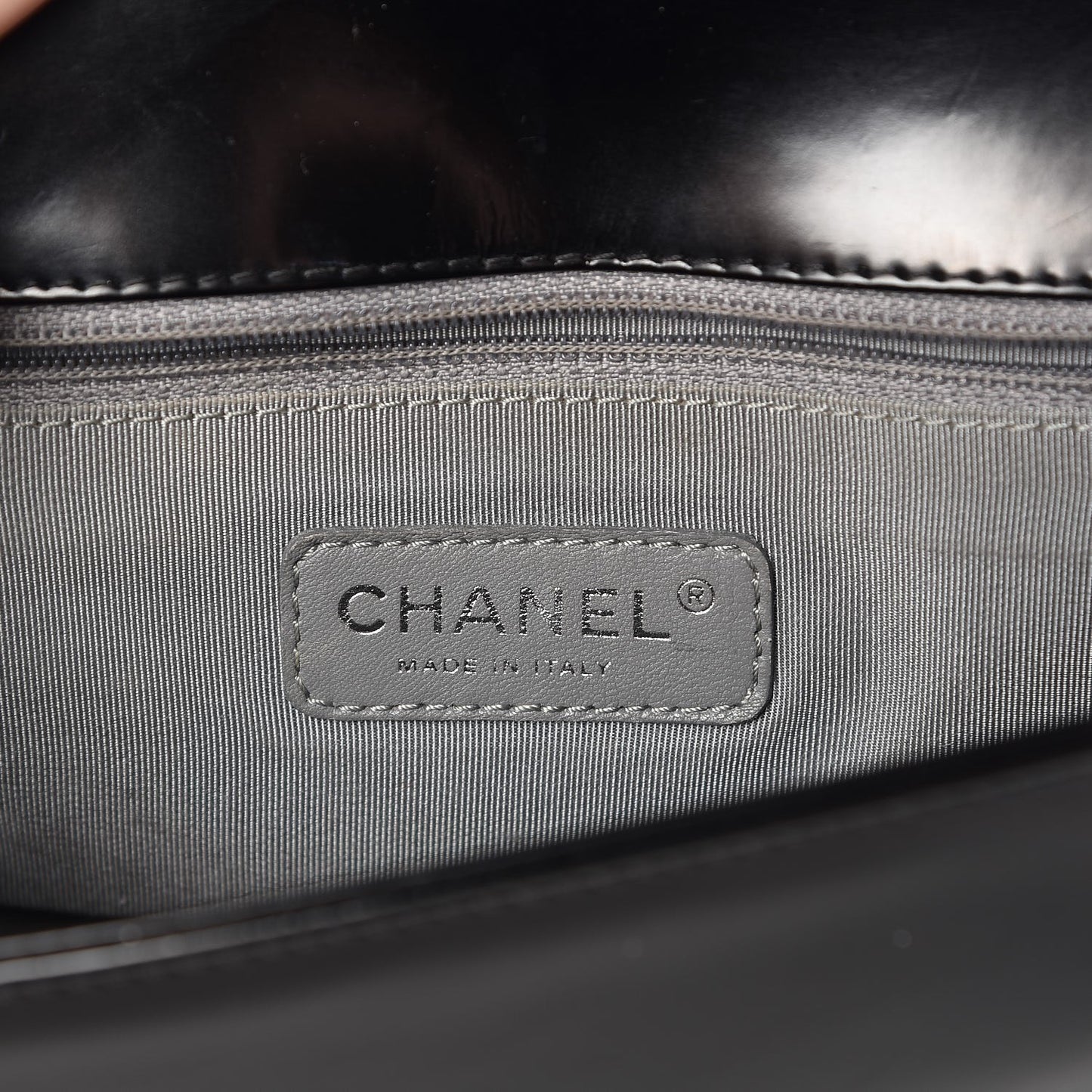Glazed Calfskin Medium Boy Flap Black