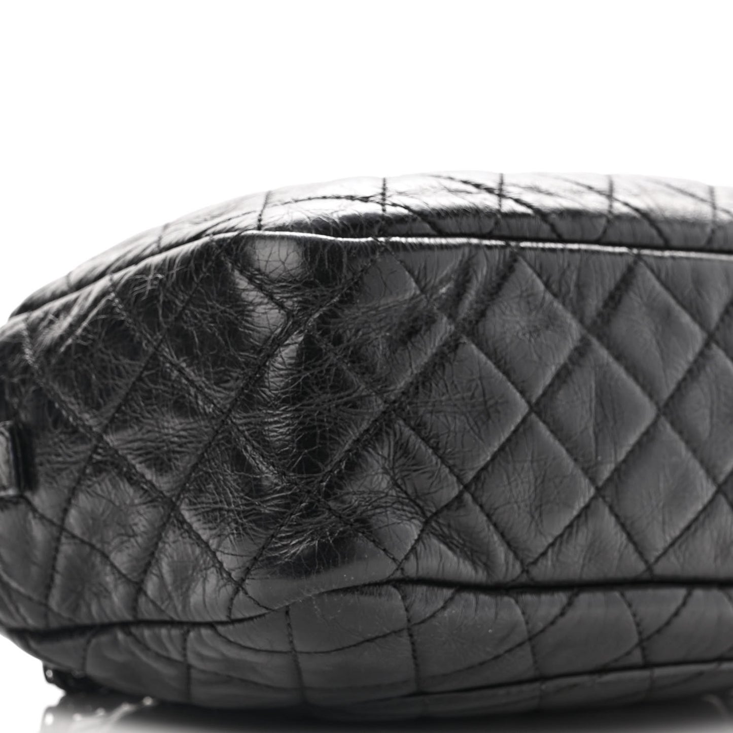 Metallic Aged Calfskin Quilted Medium Reissue Camera Case Black