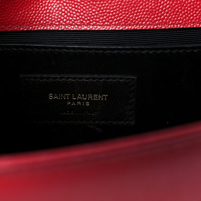 Saint Laurent Grain De Poudre Small Deconstructed Monogram Kate Satchel Red 7 of 11