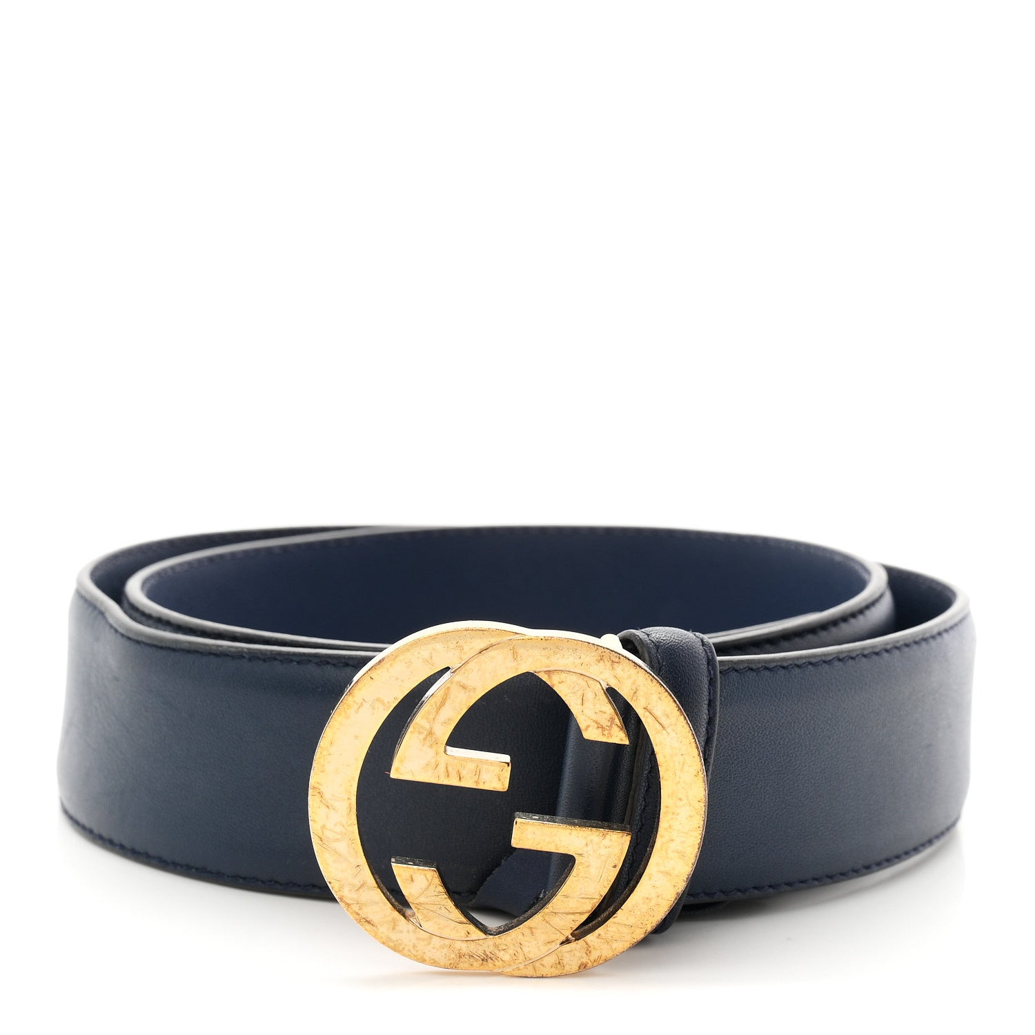 Gucci Moon Calfskin Interlocking G 37mm Belt 75 30 Cobalt Blue 1 of 5
