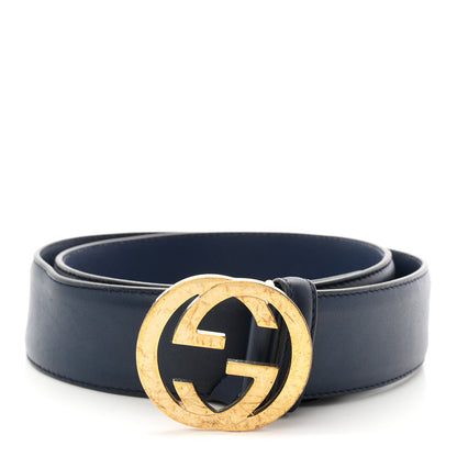 Gucci Moon Calfskin Interlocking G 37mm Belt 75 30 Cobalt Blue 1 of 5