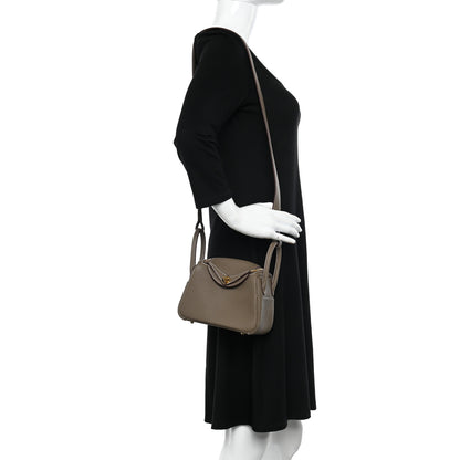 Hermes Taurillon Clemence Mini Lindy 20 Etoupe 2 of 12