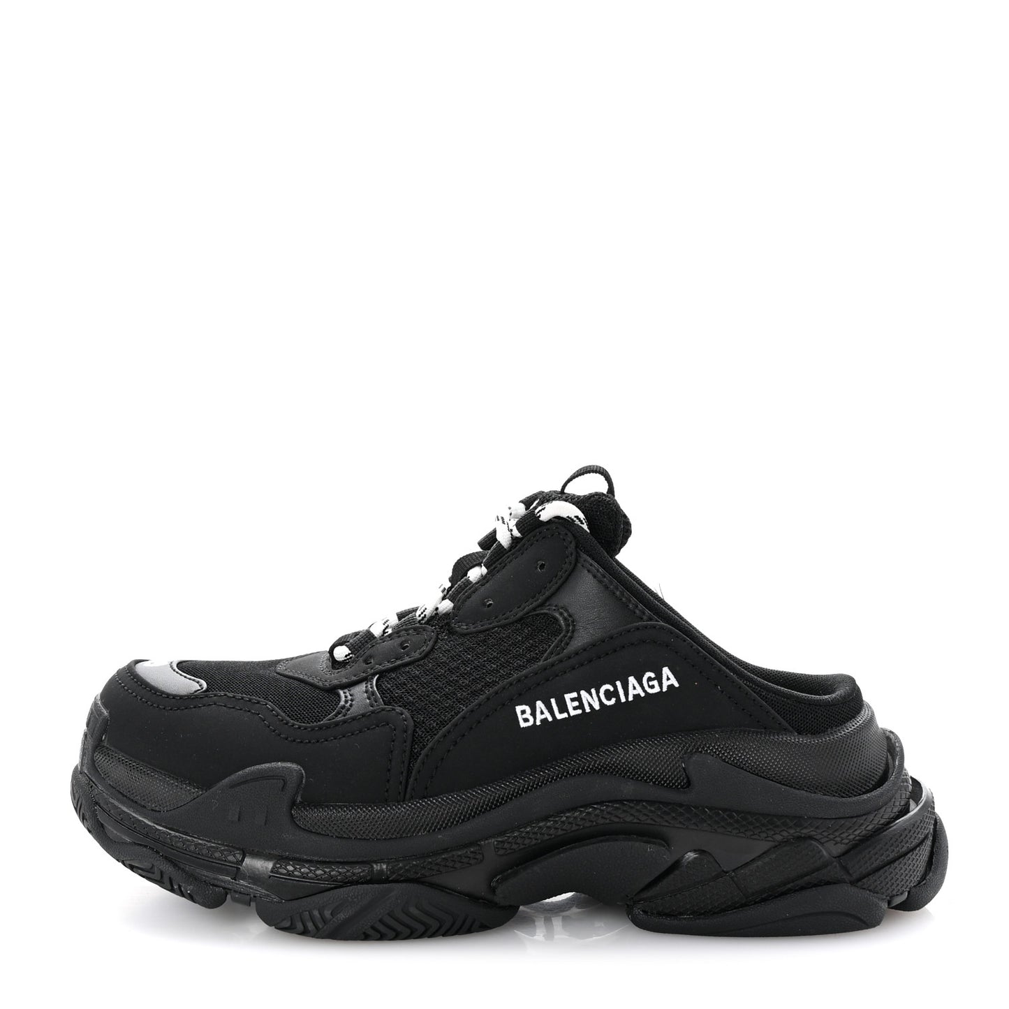 Fabric Mesh Womens Triple S Mule Sneakers 39 Black