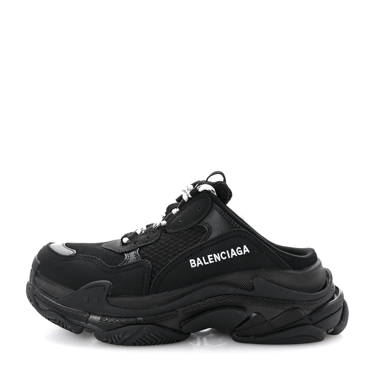 Balenciaga Fabric Mesh Womens Triple S Mule Sneakers 39 Black 1 of 9