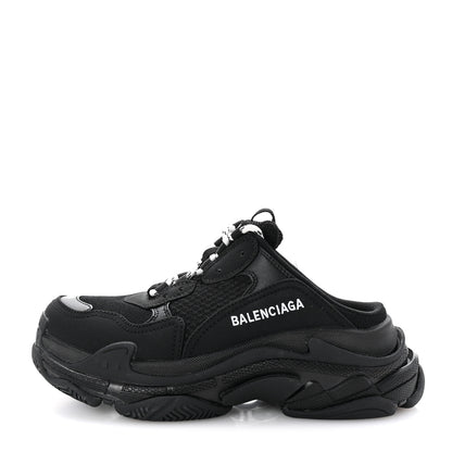 Balenciaga Fabric Mesh Womens Triple S Mule Sneakers 39 Black 1 of 9