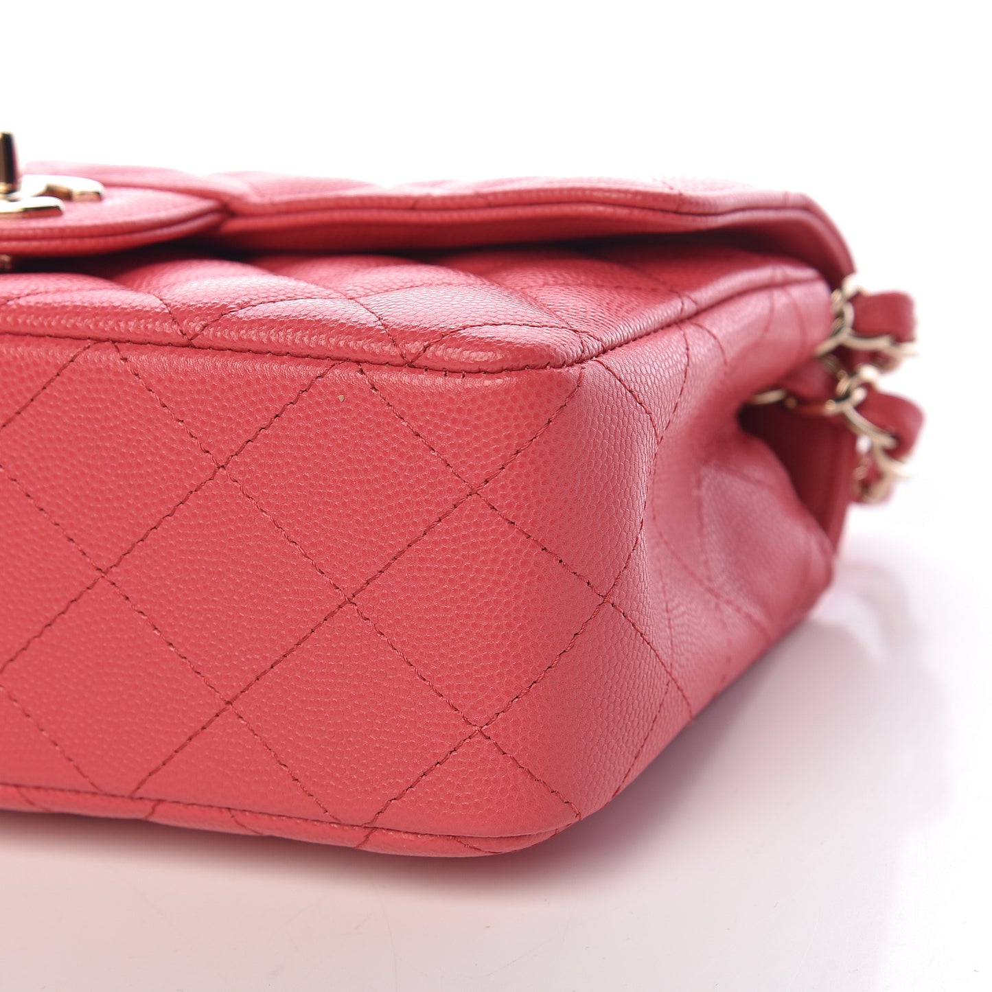 Caviar Quilted Mini Rectangular Flap Dark Pink