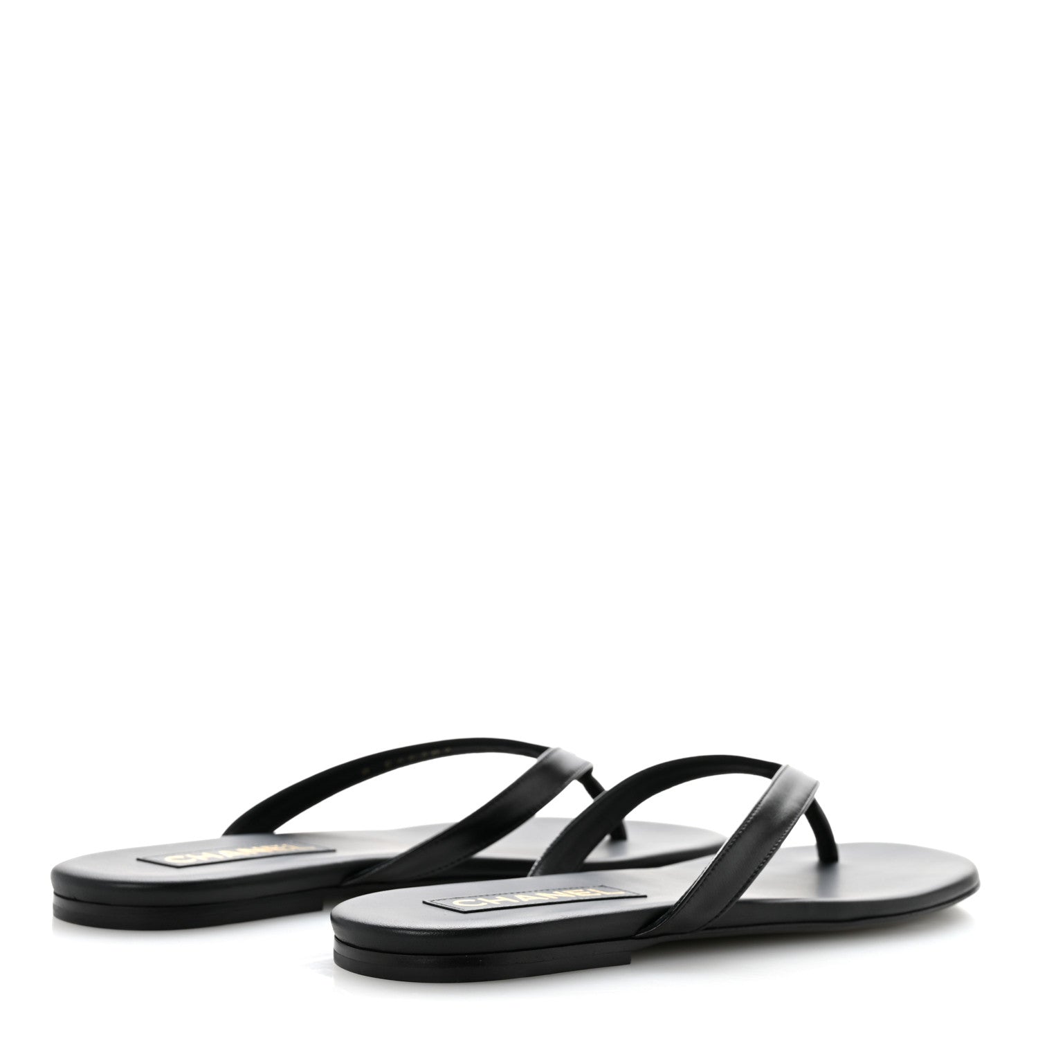 Chanel Shiny Lambskin Crystal CC Thong Sandals 37 Black 39.5 Black 5 of 10
