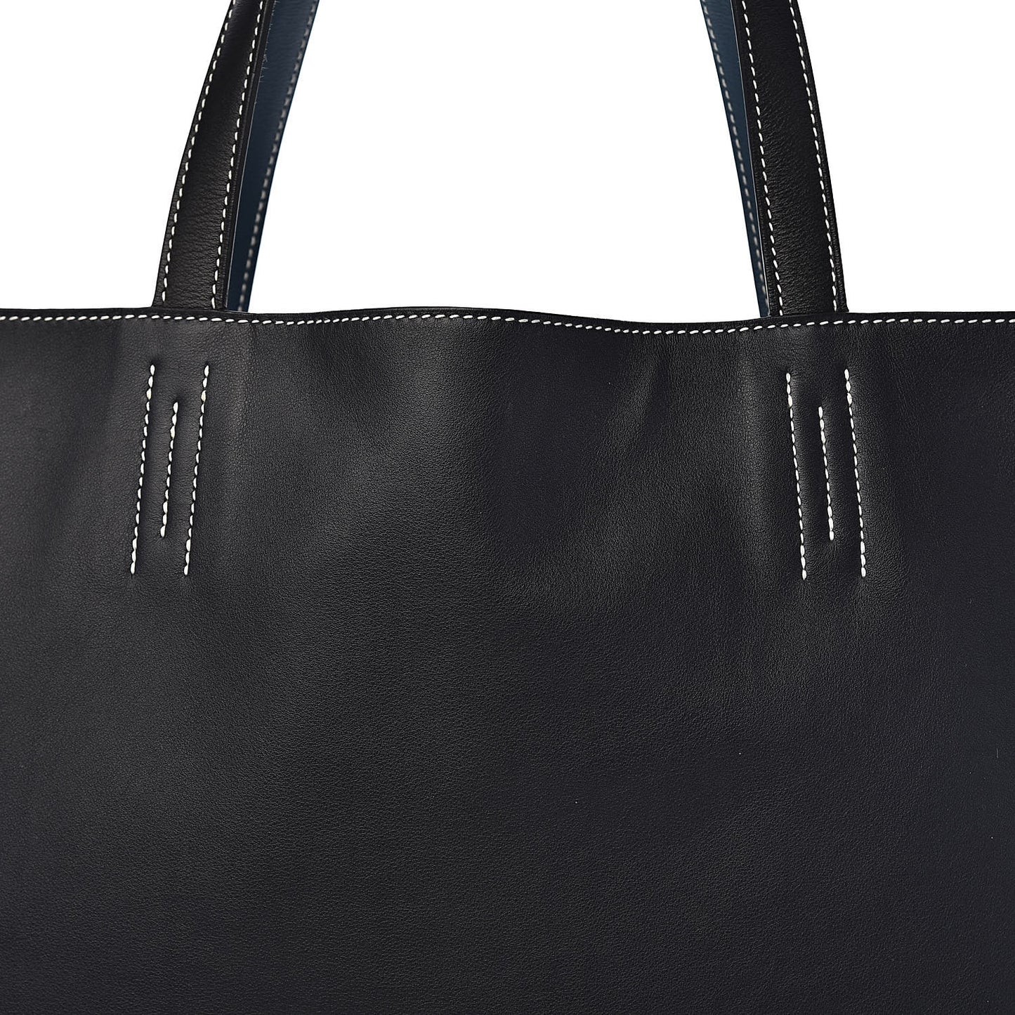 Veau Sikkim Double Sens 36 Reversible Tote Graphite Black Bleu Thalassa