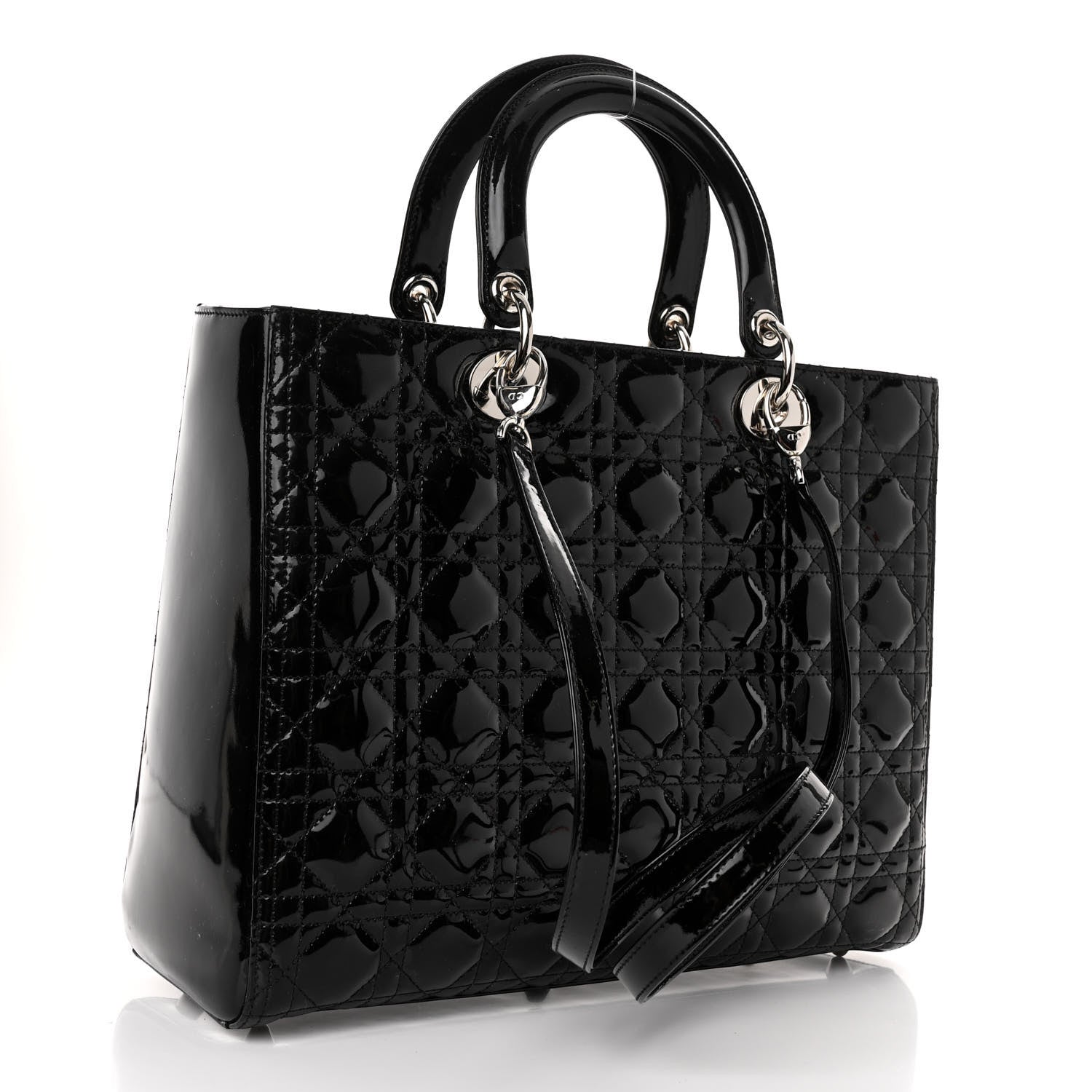 Christian Dior CHRISTIAN DIOR Patent Cannage Large Lady Dior Black 3 of 11