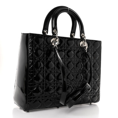 Christian Dior CHRISTIAN DIOR Patent Cannage Large Lady Dior Black 3 of 11