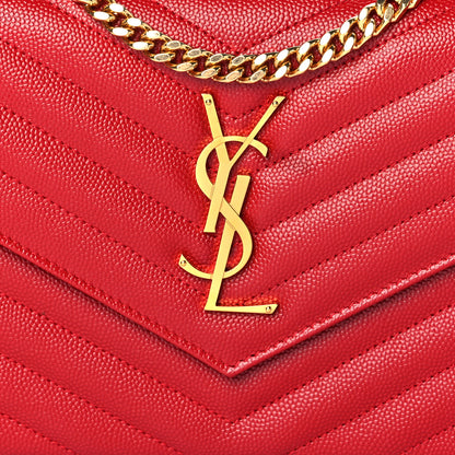 Saint Laurent Grain De Poudre Matelasse Chevron Monogram Chain Wallet Rouge Eros 6 of 9