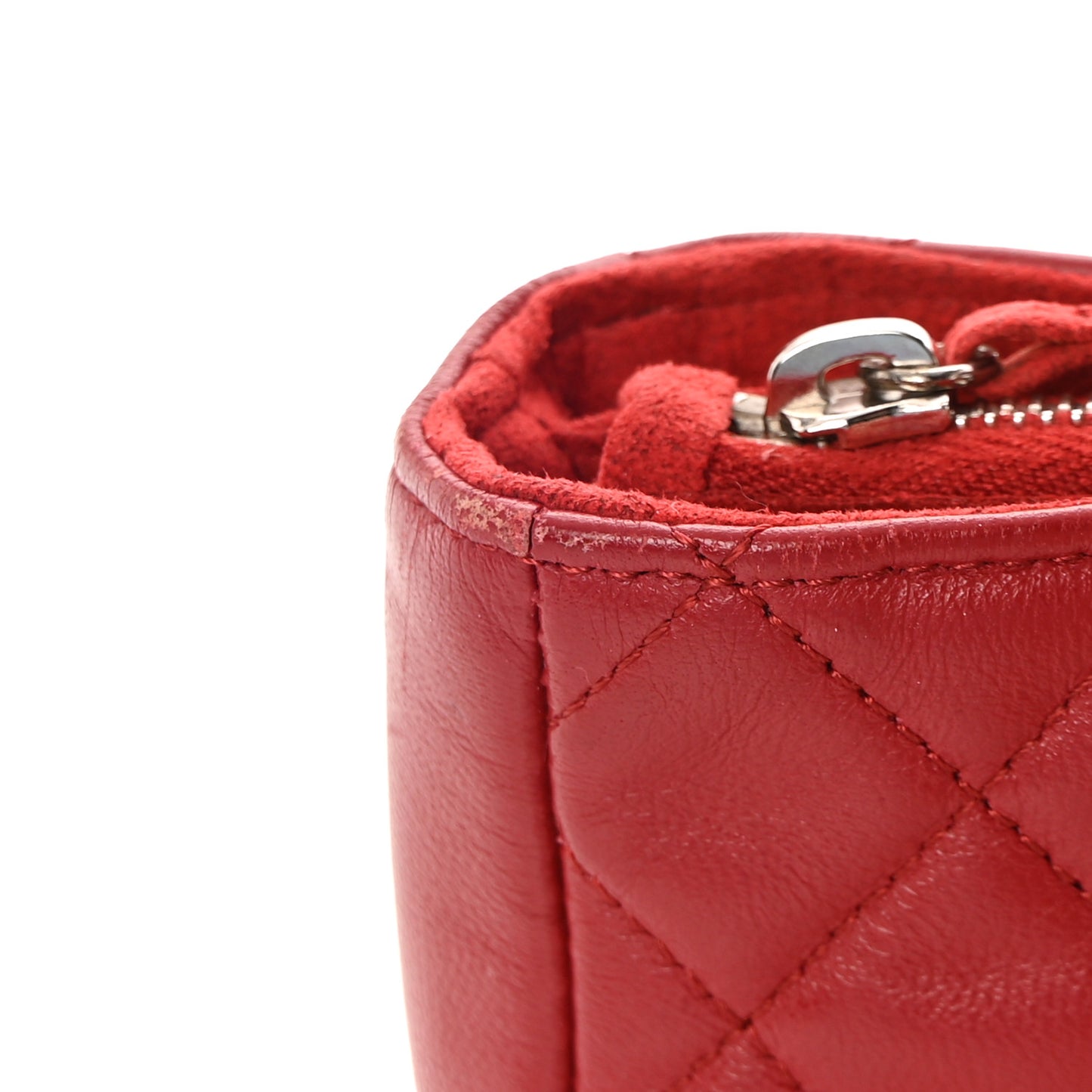Lambskin Quilted Mini Phone Holder Clutch Red