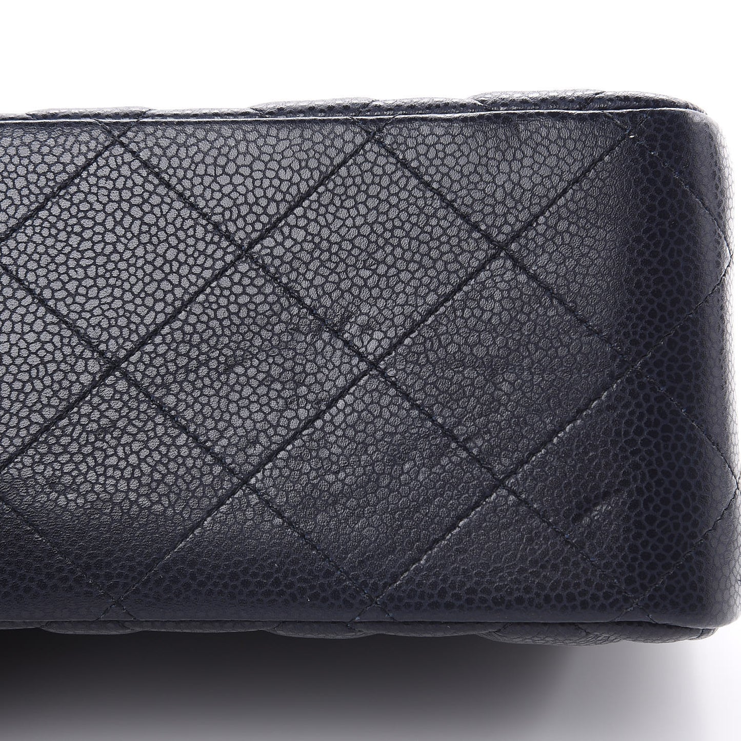 Caviar Quilted Jumbo Double Flap Navy Blue