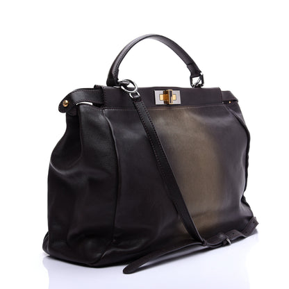 Fendi Goatskin Zucca Ombre Large Peekaboo Iconic Satchel Moro Gold Tobacco 3 of 14