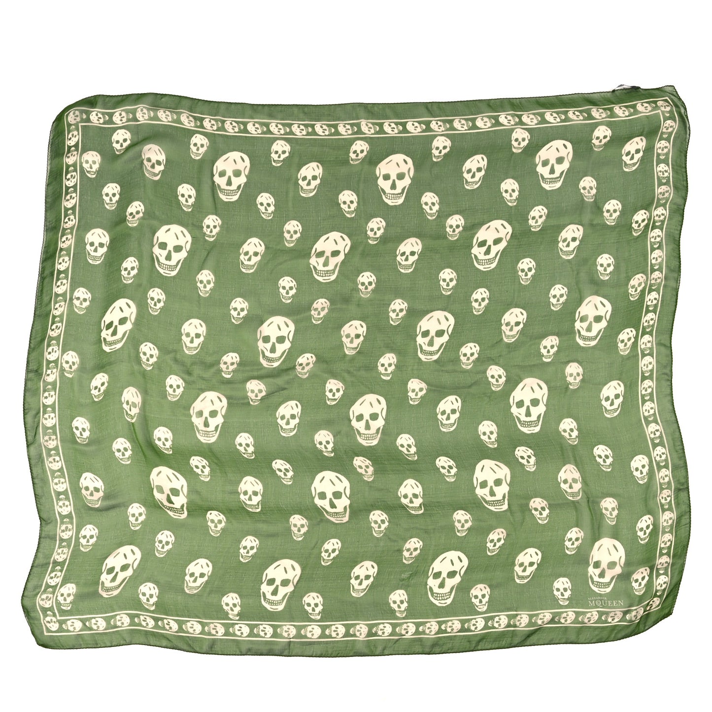 Silk Chiffon Skull Scarf Green
