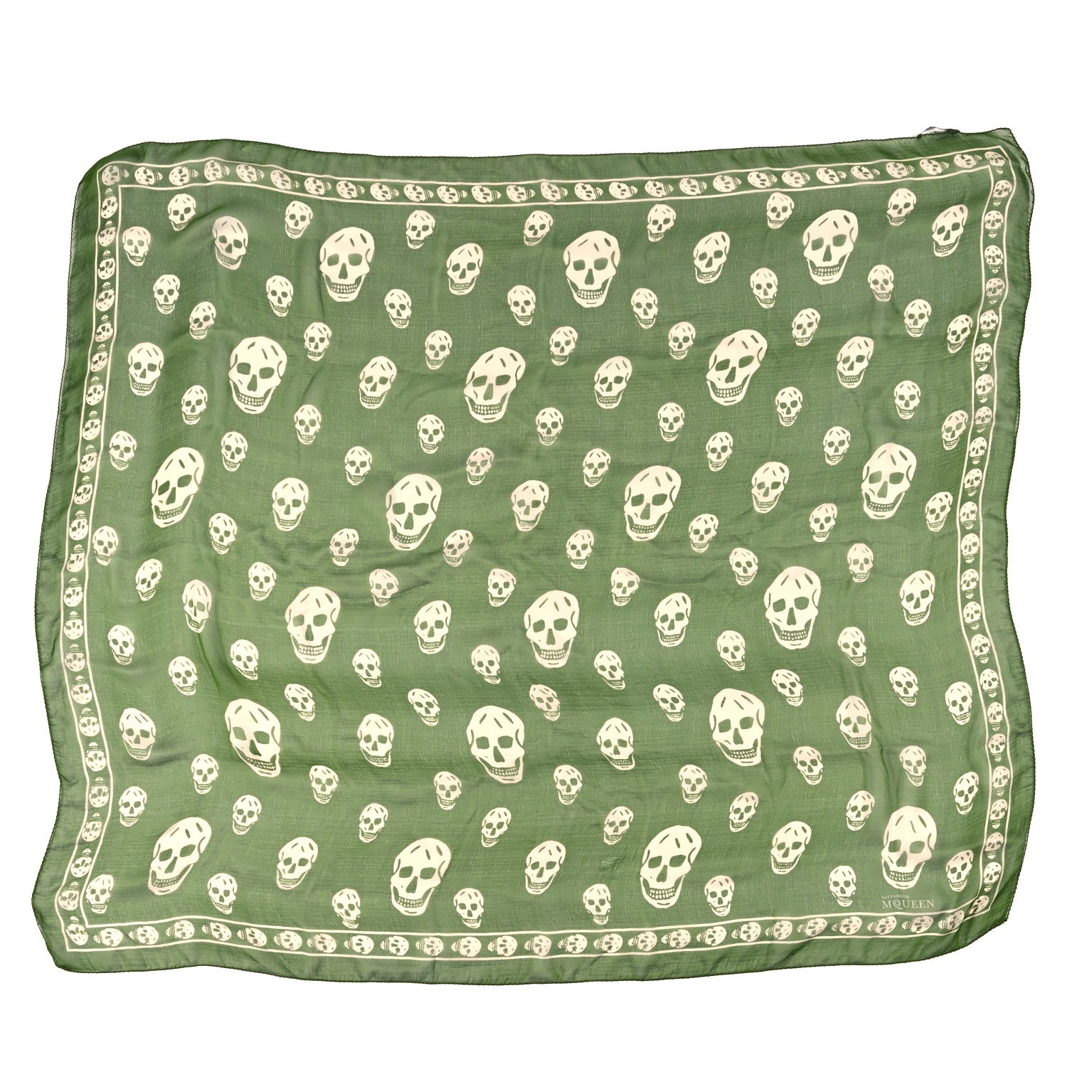 Alexander McQueen Silk Chiffon Skull Scarf Green 1 of 3