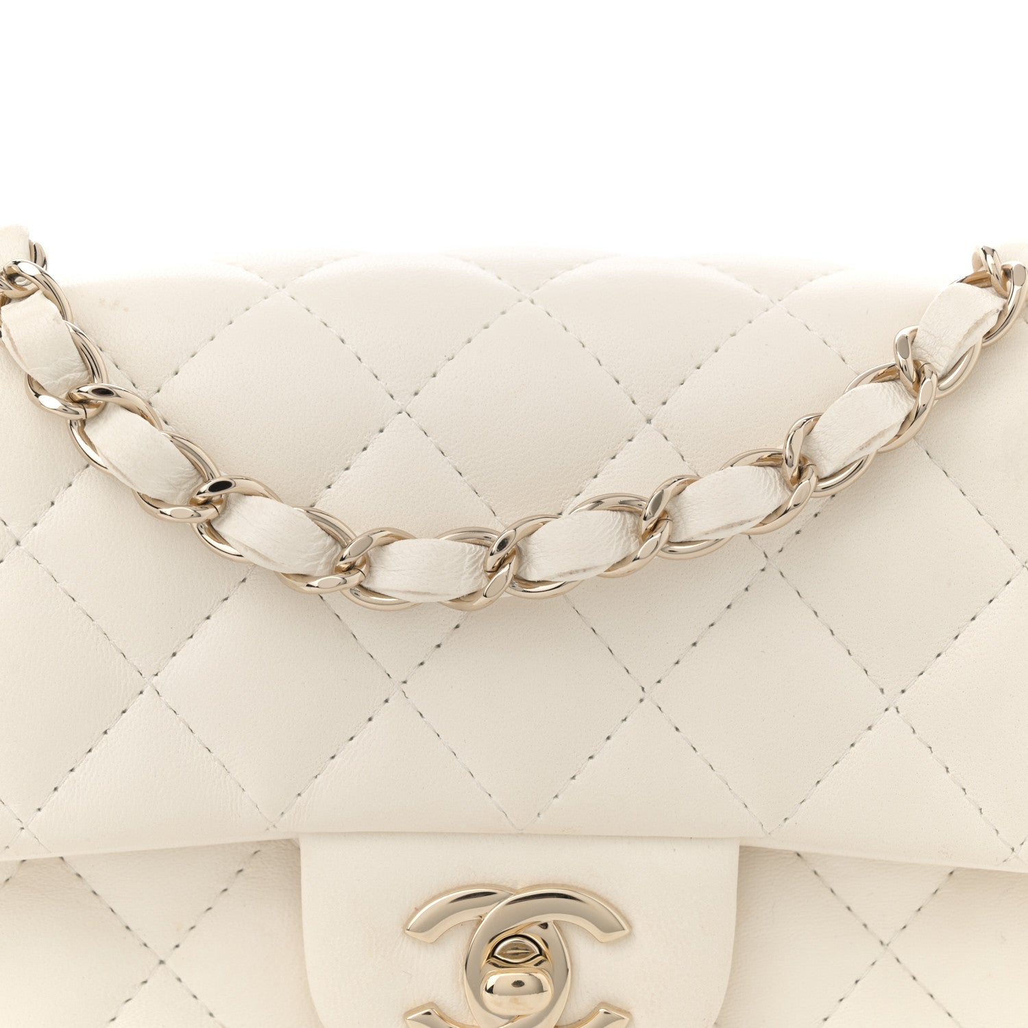 Chanel Lambskin Quilted Mini Rectangular Flap White 8 of 14