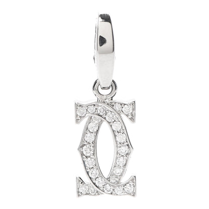 Cartier 18K White Gold Diamond Logo Charm 1 of 5