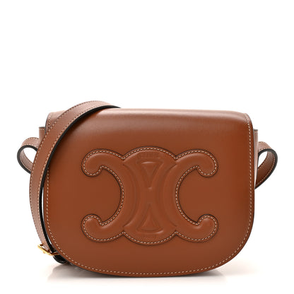 Celine Smooth Calfskin Cuir Triomphe Folco Crossbody Bag Tan 1 of 11