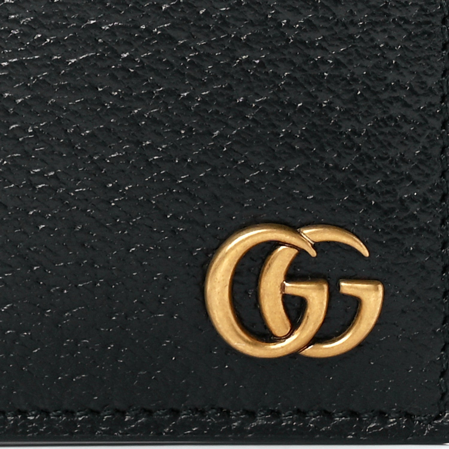 Gucci Calfskin Boar Effect GG Marmont Bi-Fold Wallet Black 8 of 12