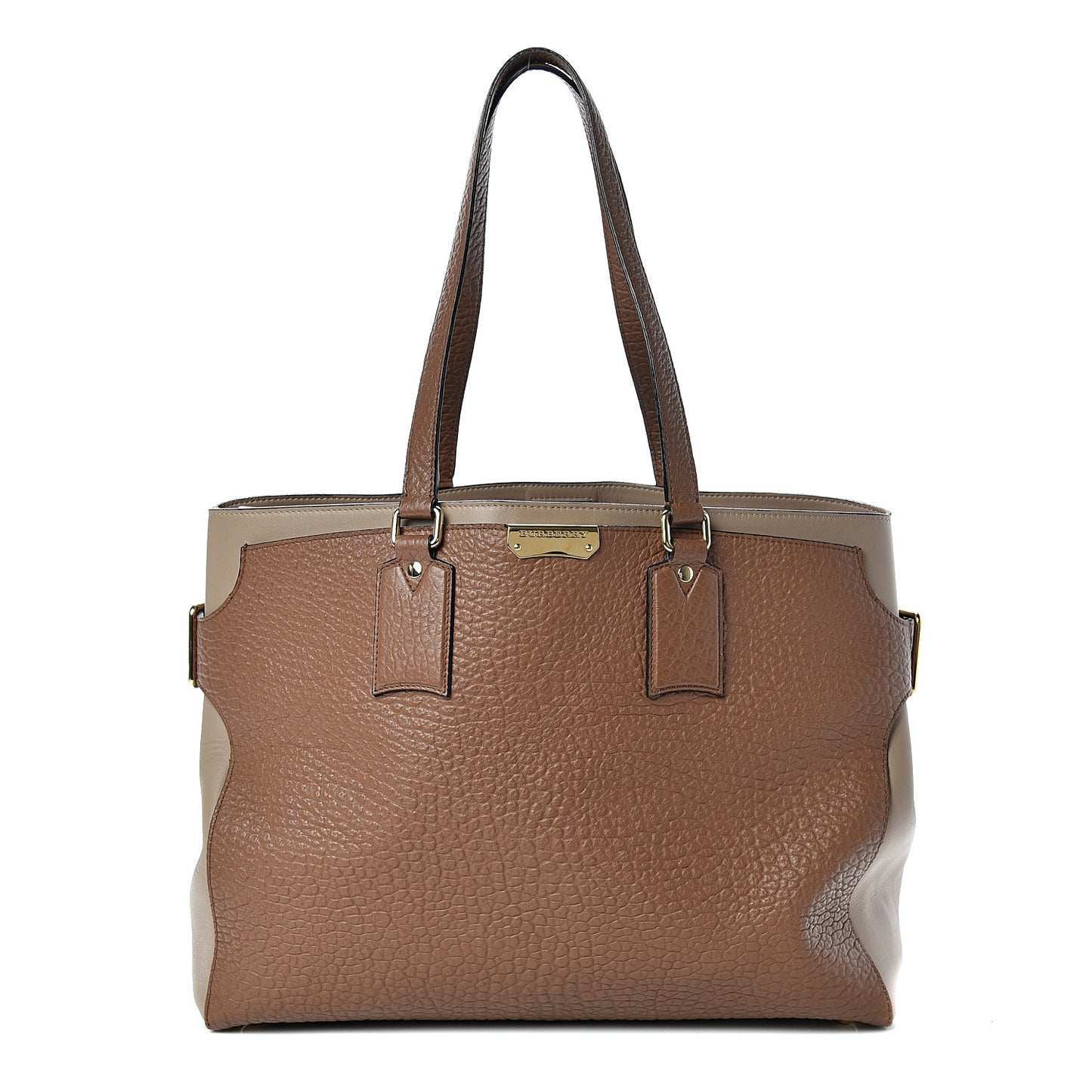 Heritage Grain Smooth Calfskin Large Clarborough Tote Sepia Brown Honey