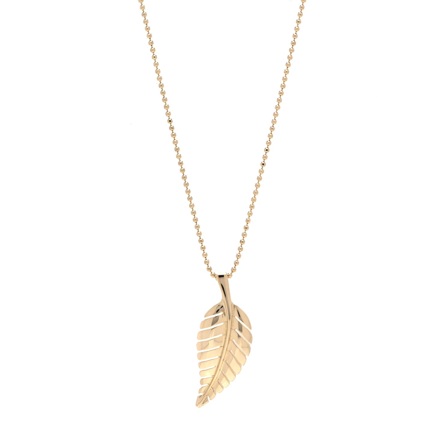 18K Yellow Gold Small Leaf Necklace